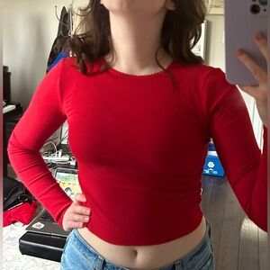 Red long sleeved Topshop shirt